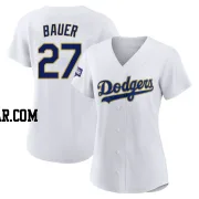 Trevor Bauer Women's Los Angeles Dodgers White/Gold Authentic 2021 Gold Program Player Jersey