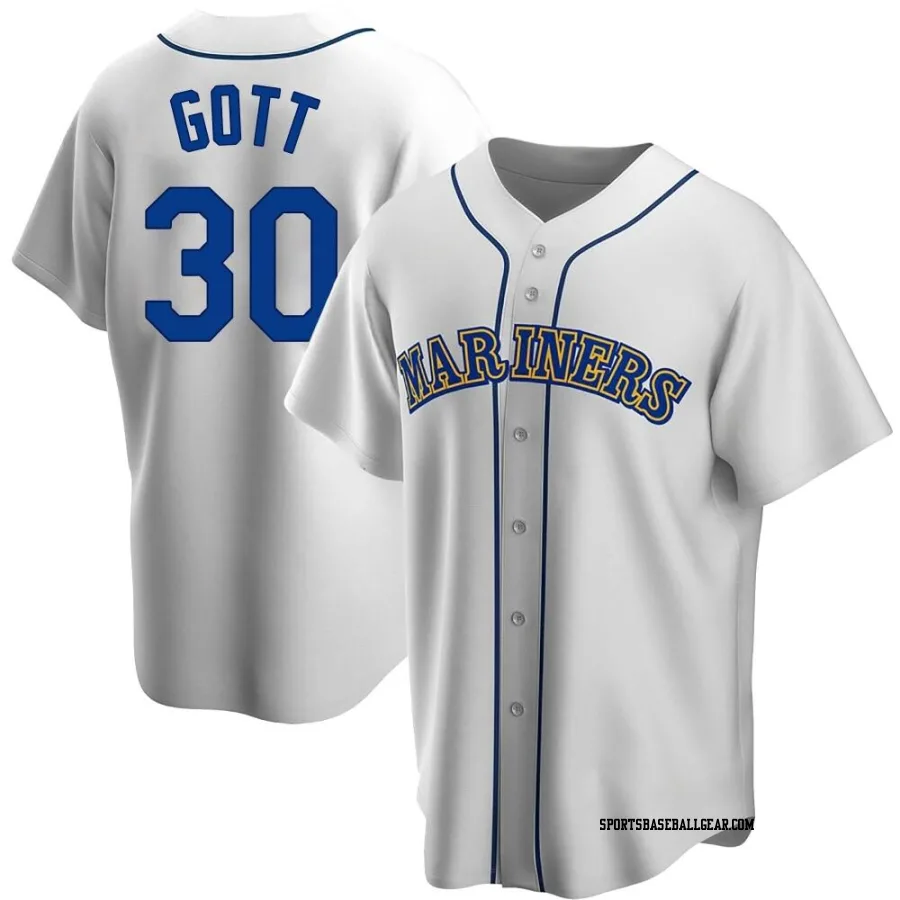 Trevor Gott Men's Seattle Mariners White Replica Home Cooperstown Collection Jersey