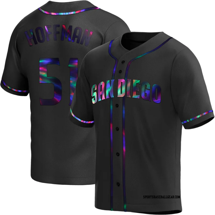 Trevor Hoffman Men's San Diego Padres Black Holographic Replica Alternate Jersey