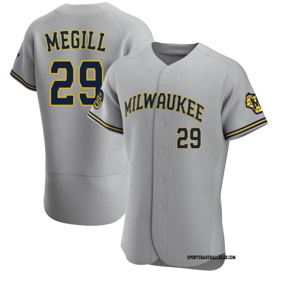 Trevor Megill Men's Milwaukee Brewers Gray Authentic Road Jersey