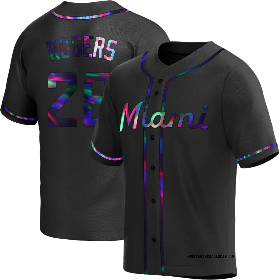 Trevor Rogers Men's Miami Marlins Black Holographic Replica Alternate Jersey