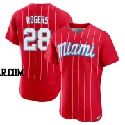 Trevor Rogers Men's Miami Marlins Red Authentic 2021 City Connect Jersey