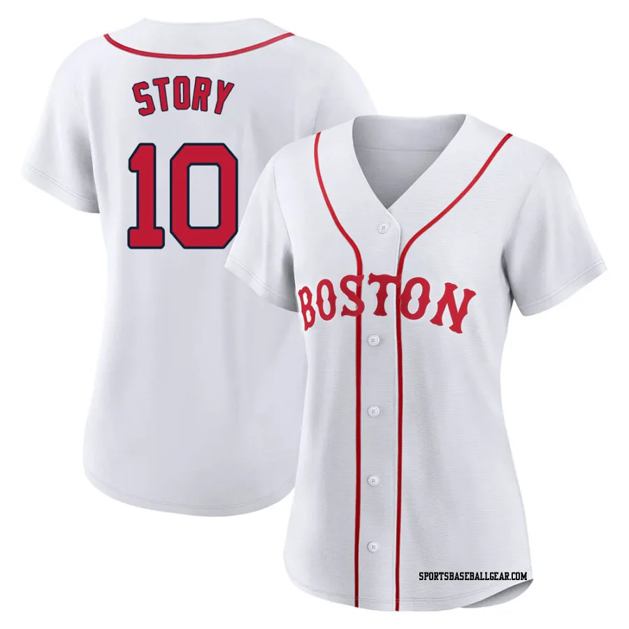 Trevor Story Women's Boston Red Sox White Replica 2021 Patriots' Day Jersey