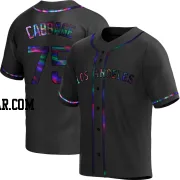 Trey Cabbage Men's Los Angeles Angels Black Holographic Replica Alternate Jersey