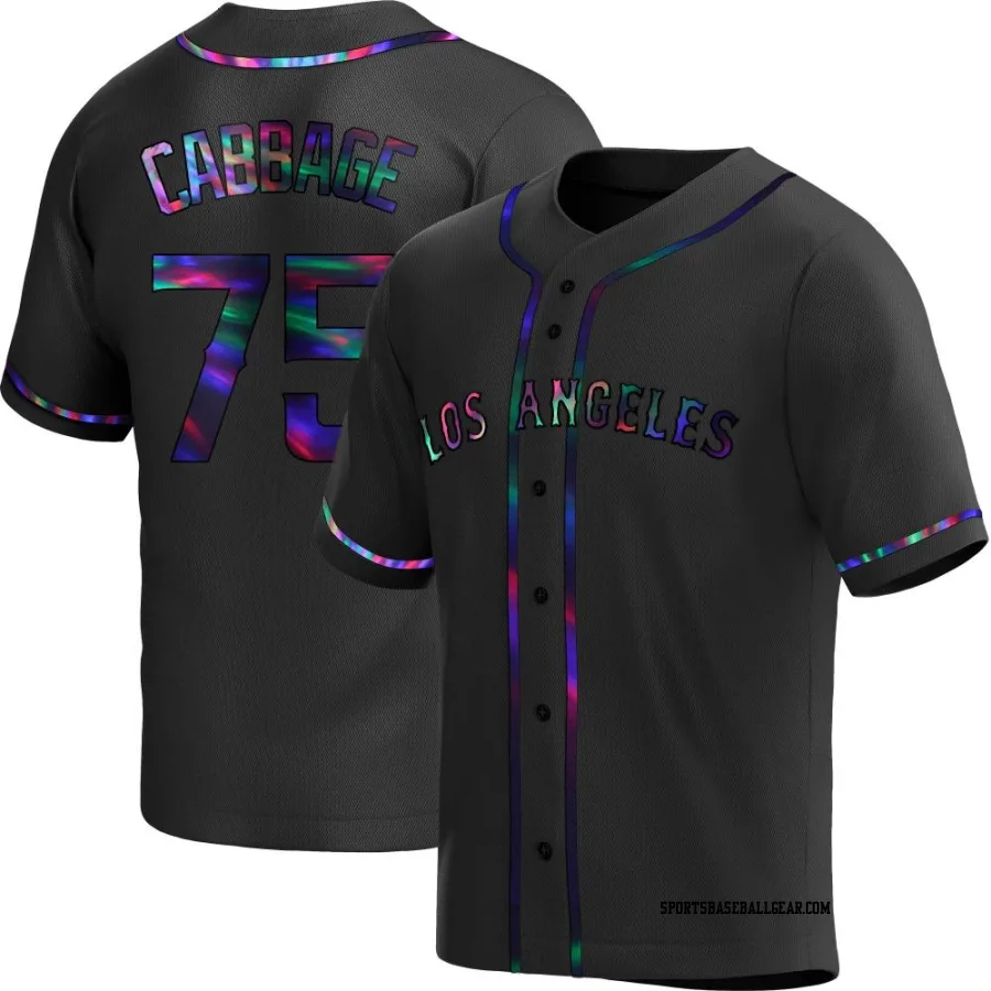 Trey Cabbage Men's Los Angeles Angels Black Holographic Replica Alternate Jersey