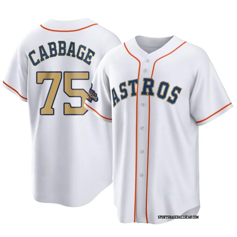 Trey Cabbage Youth Houston Astros Gold Replica White 2023 Collection Jersey