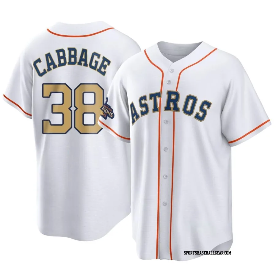 Trey Cabbage Youth Houston Astros Gold Replica White 2023 Collection Jersey