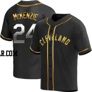 Triston McKenzie Youth Cleveland Guardians Black Golden Replica Alternate Jersey