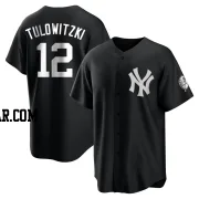 Troy Tulowitzki Men's New York Yankees Black/White Replica Jersey