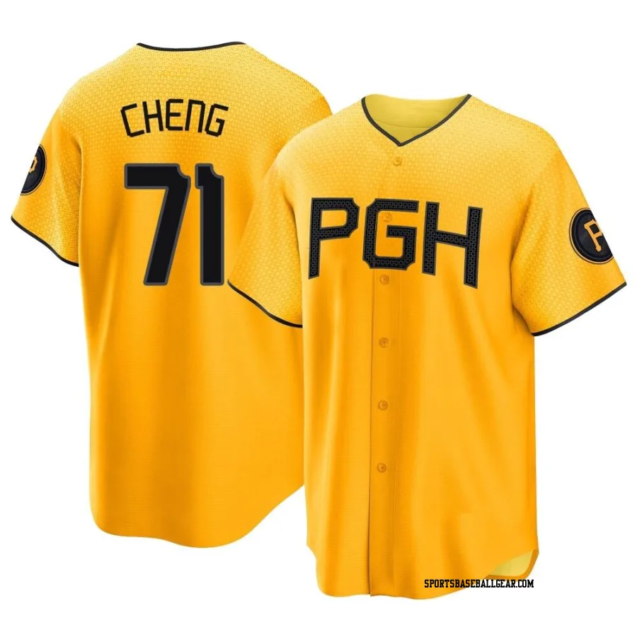 Tsung-Che Cheng Men's Pittsburgh Pirates Gold Replica 2023 City Connect Jersey