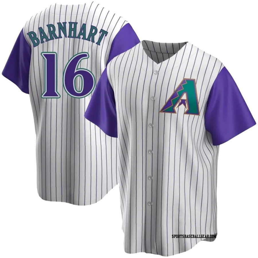 Tucker Barnhart Men's Arizona Diamondbacks Cream/Purple Replica Alternate Cooperstown Collection Jersey