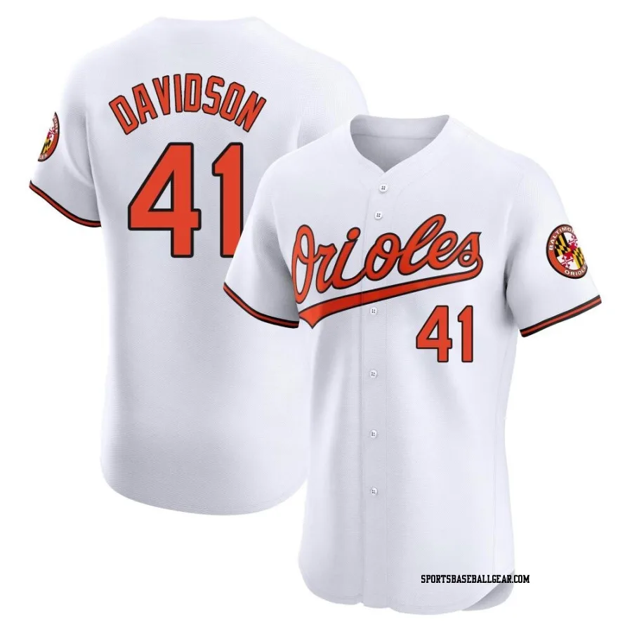 Tucker Davidson Men's Baltimore Orioles White Elite Home Jersey