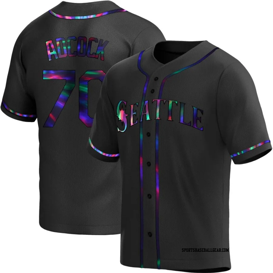 Ty Adcock Men's Seattle Mariners Black Holographic Replica Alternate Jersey