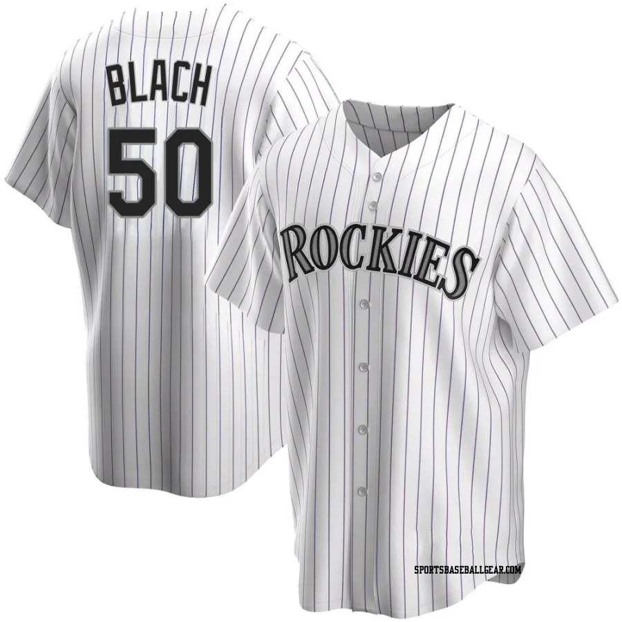 Ty Blach Men's Colorado Rockies White Replica Home Jersey