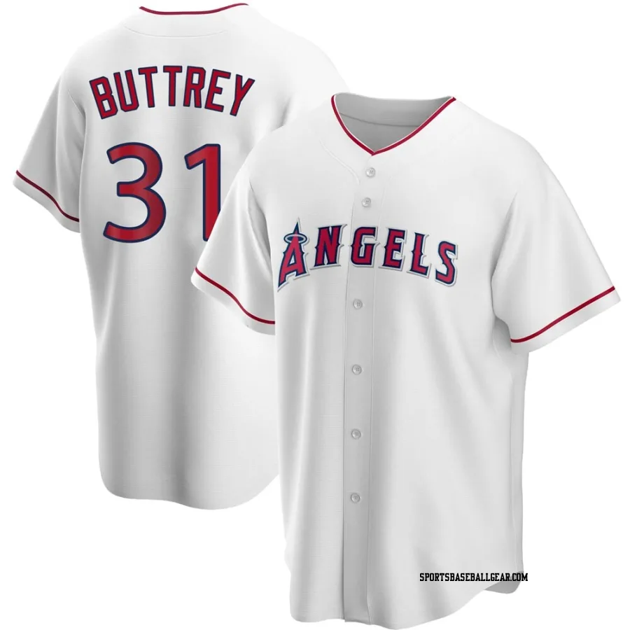 Ty Buttrey Men's Los Angeles Angels White Replica Home Jersey