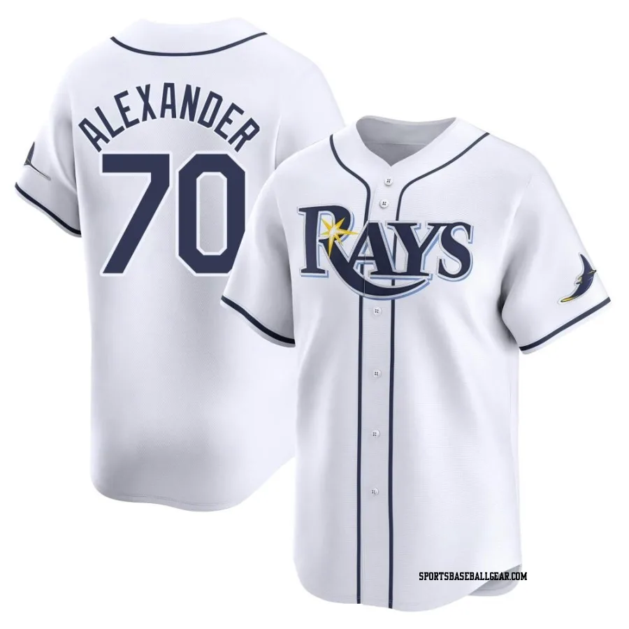 Tyler Alexander Men's Tampa Bay Rays White Limited Home Jersey