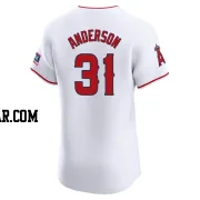 Tyler Anderson Men's Los Angeles Angels White Elite Home Patch Jersey