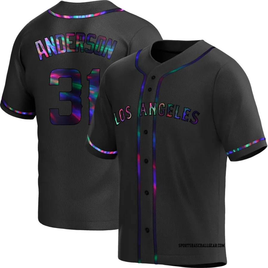 Tyler Anderson Youth Los Angeles Angels Black Holographic Replica Alternate Jersey