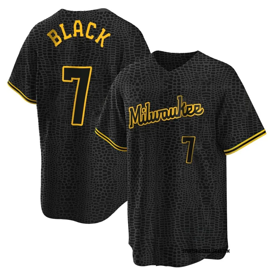 Tyler Black Men's Milwaukee Brewers Black Replica Snake Skin City Jersey