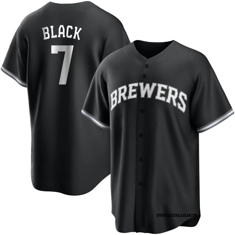 Tyler Black Men's Milwaukee Brewers Black/White Replica Jersey