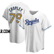 Tyler Cropley Men's Kansas City Royals Gold Replica White Home Jersey