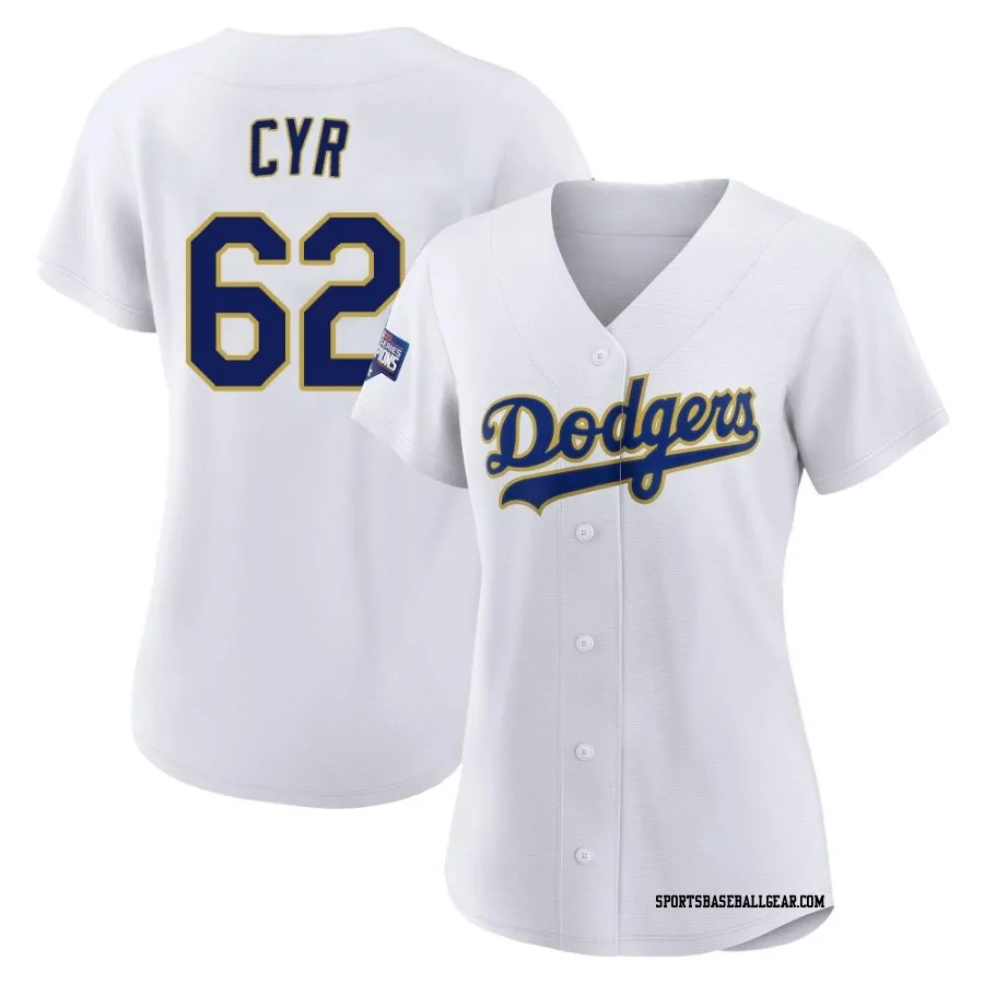 Tyler Cyr Women's Los Angeles Dodgers White/Gold Authentic 2021 Gold Program Player Jersey