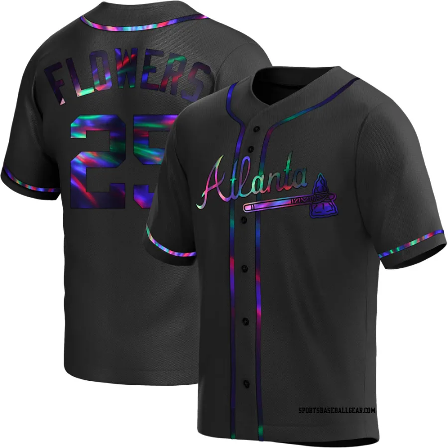 Tyler Flowers Men's Atlanta Braves Black Holographic Replica Alternate Jersey