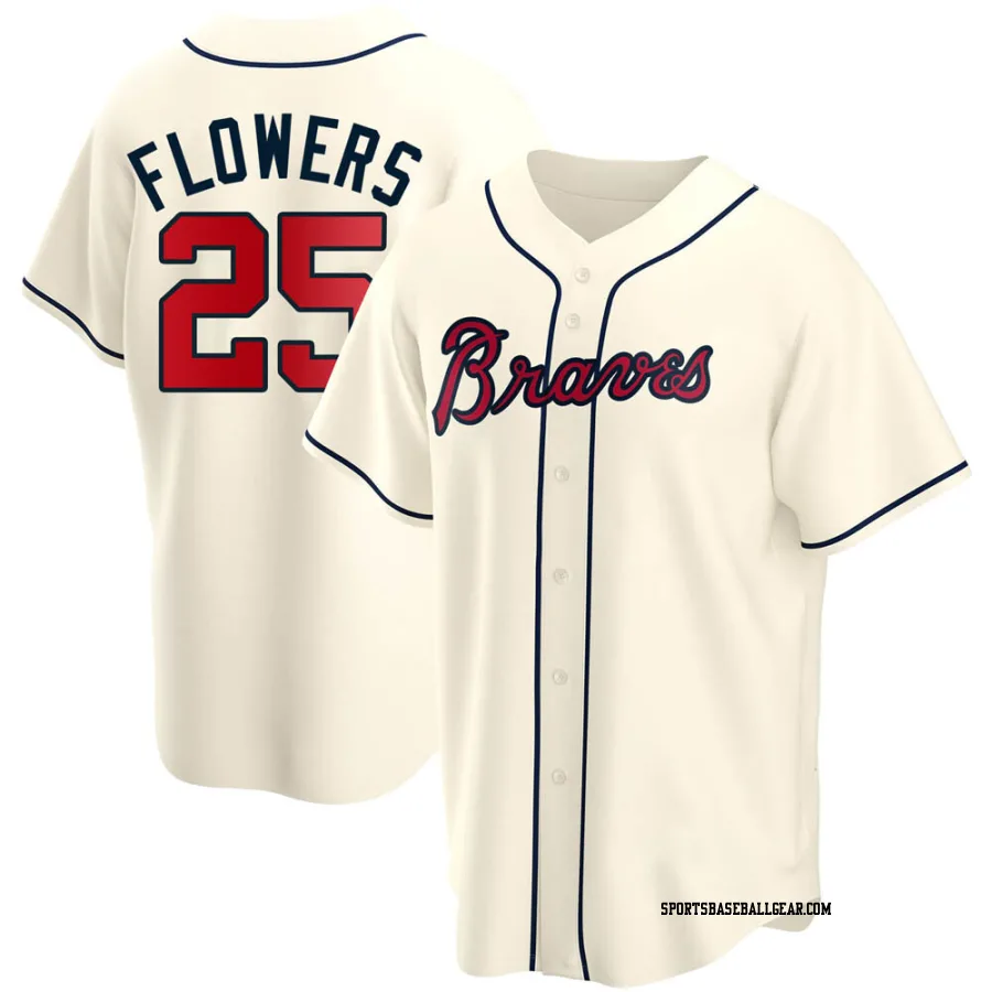 Tyler Flowers Youth Atlanta Braves Cream Replica Alternate Jersey