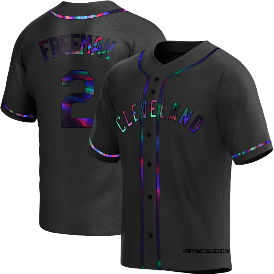 Tyler Freeman Youth Cleveland Guardians Black Holographic Replica Alternate Jersey