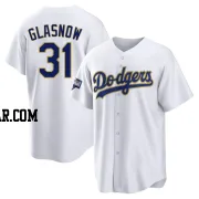 Tyler Glasnow Men's Los Angeles Dodgers White/Gold Replica 2021 Gold Program Player Jersey