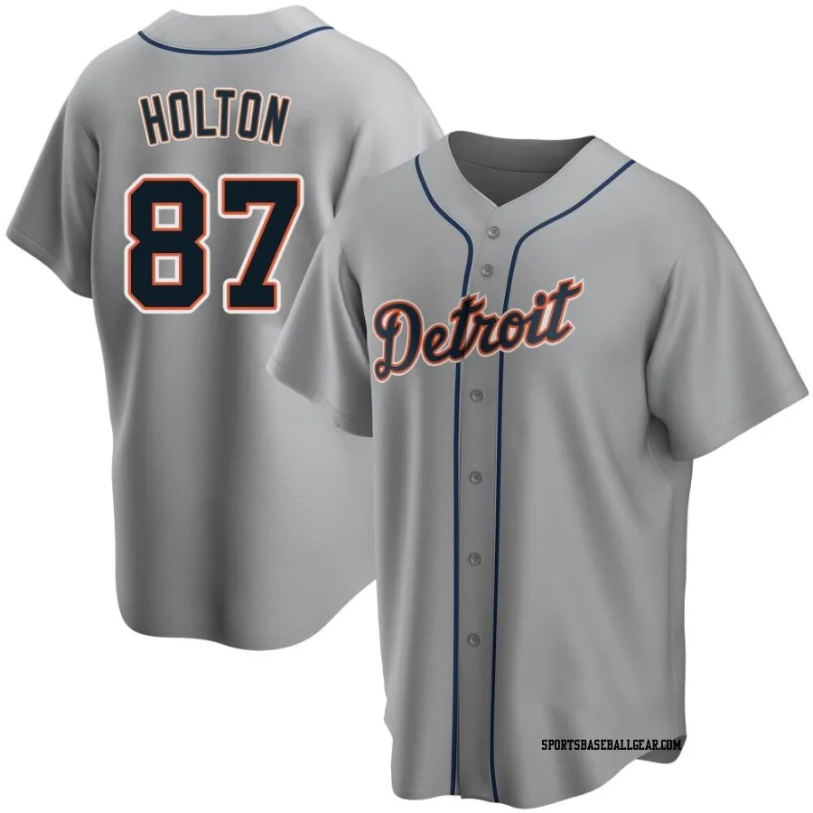 Tyler Holton Men's Detroit Tigers Gray Replica Road Jersey