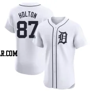 Tyler Holton Men's Detroit Tigers White Elite Home Patch Jersey