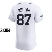 Tyler Holton Men's Detroit Tigers White Elite Home Patch Jersey