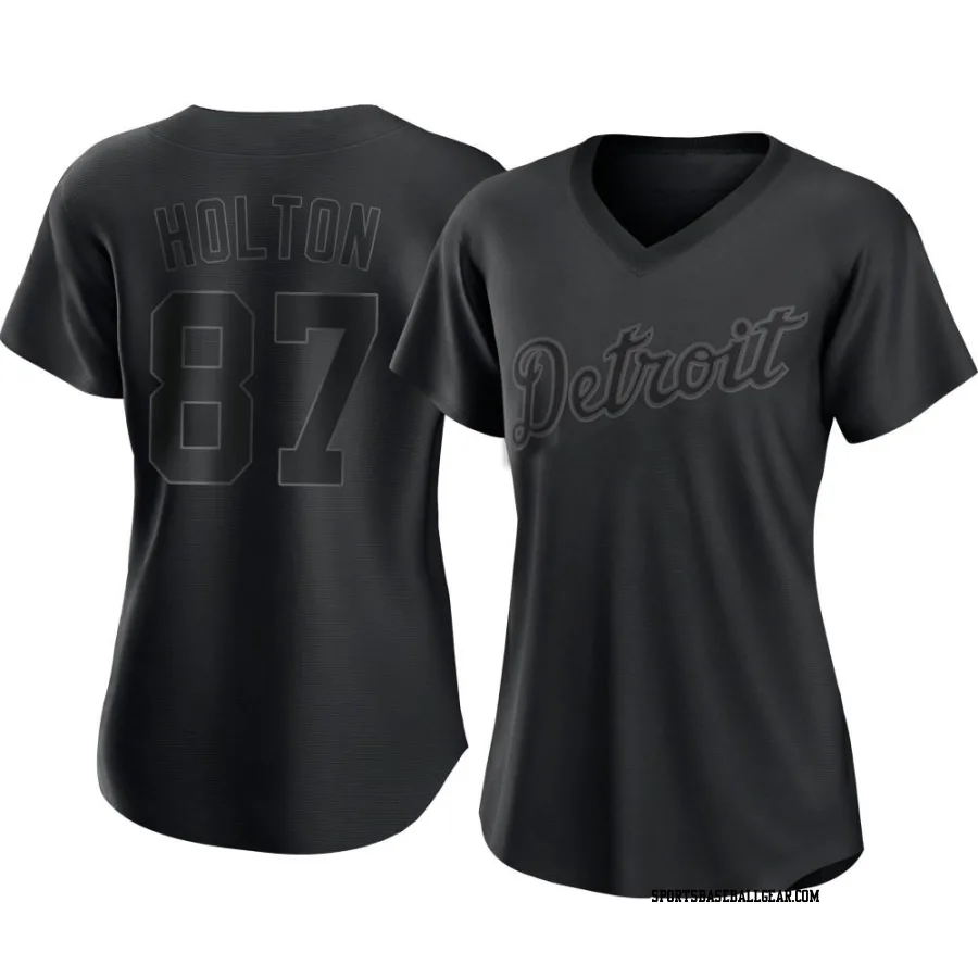 Tyler Holton Women's Detroit Tigers Black Authentic Pitch Fashion Jersey