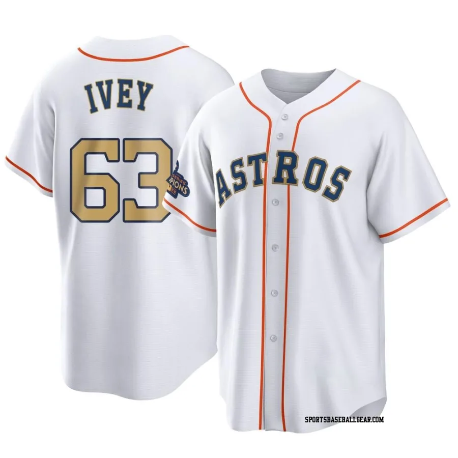 Tyler Ivey Men's Houston Astros Gold Replica White 2023 Collection Jersey