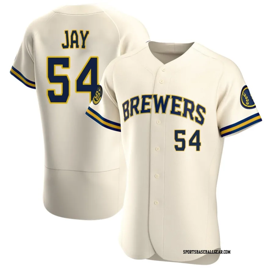 Tyler Jay Men's Milwaukee Brewers Cream Authentic Home Jersey