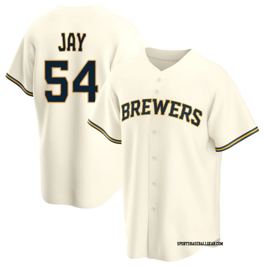 Tyler Jay Men's Milwaukee Brewers Cream Replica Home Jersey