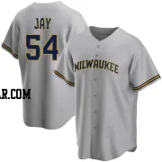 Tyler Jay Men's Milwaukee Brewers Gray Replica Road Jersey