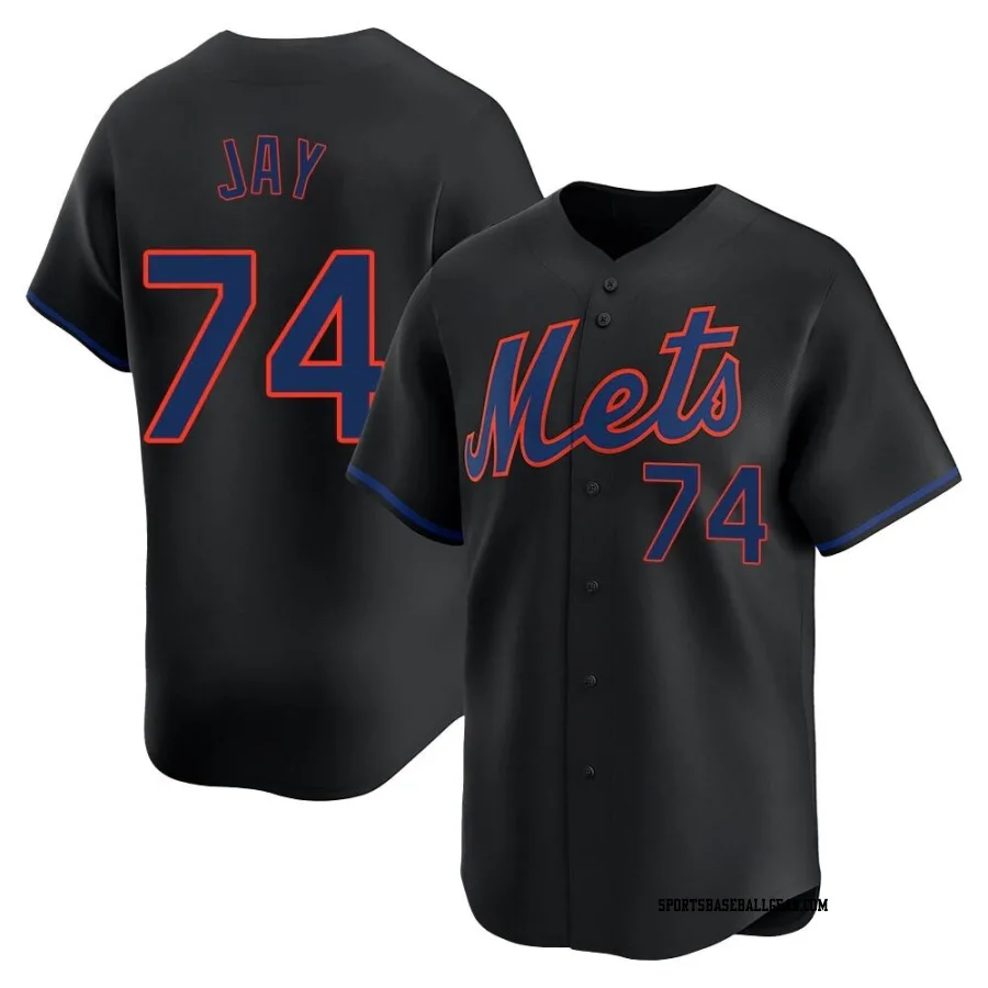 Tyler Jay Men's New York Mets Black Limited Alternate Jersey