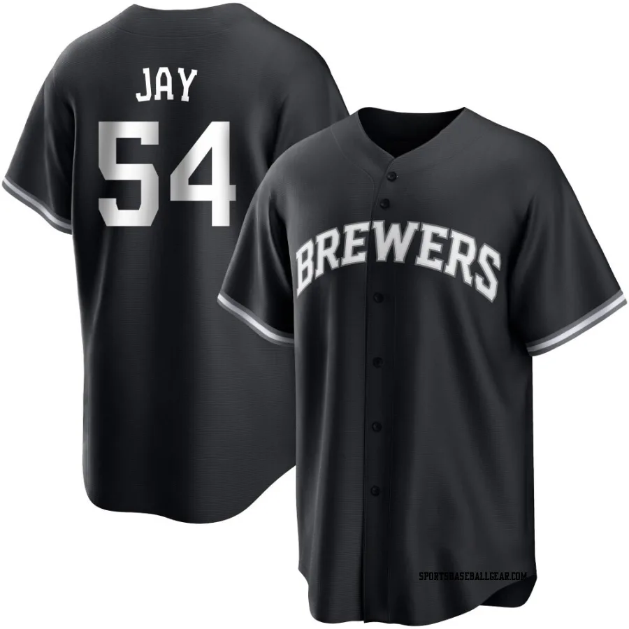 Tyler Jay Youth Milwaukee Brewers Black/White Replica Jersey