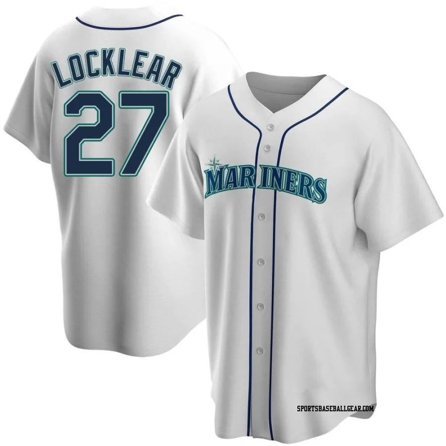 Tyler Locklear Men's Seattle Mariners White Replica Home Jersey