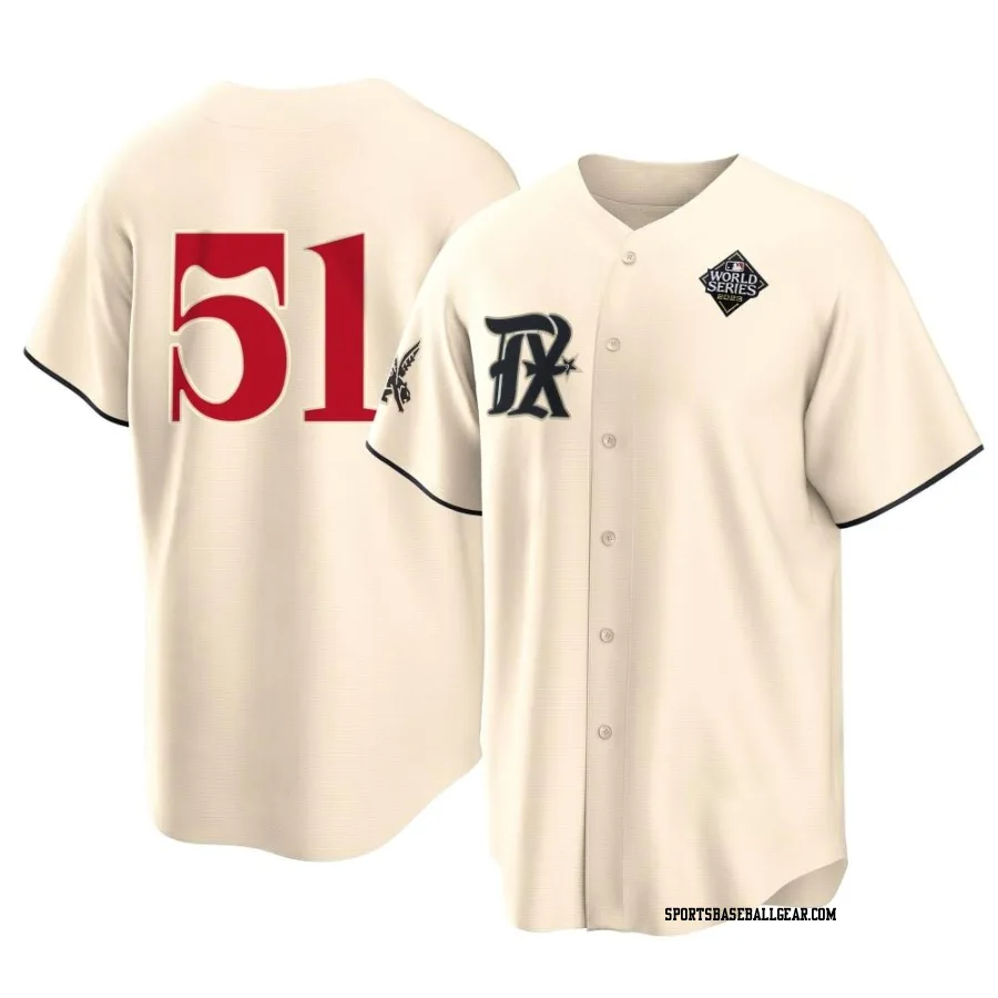 Tyler Mahle Men's Texas Rangers Cream Replica 2023 City Connect 2023 World Series Jersey