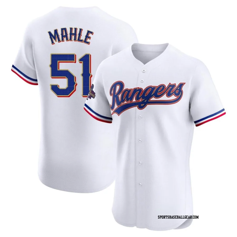 Tyler Mahle Men's Texas Rangers Gold Elite White 2024 Collection Jersey