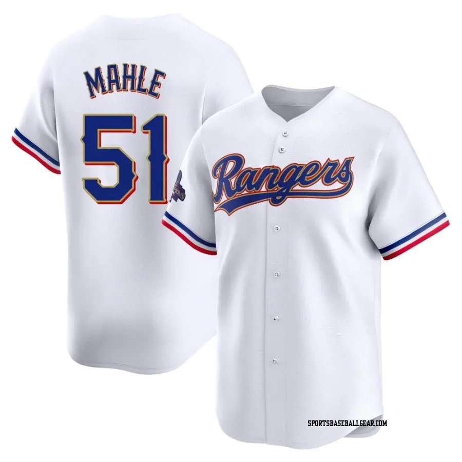 Tyler Mahle Men's Texas Rangers Gold Limited White 2024 Collection Jersey