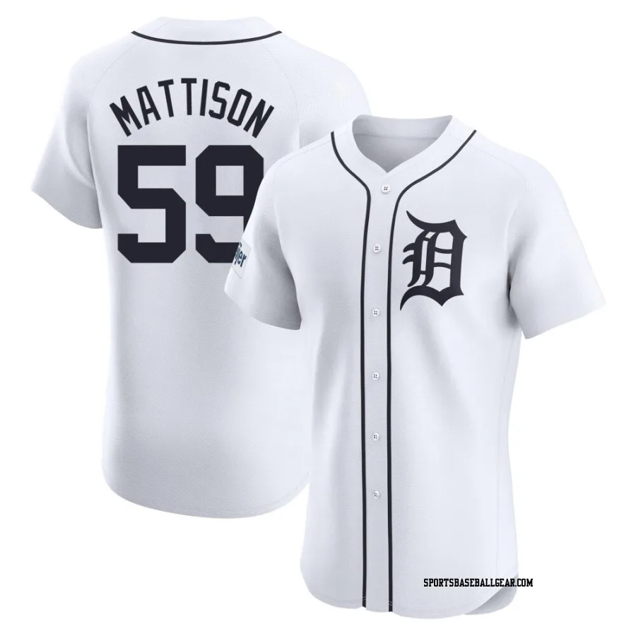 Tyler Mattison Men's Detroit Tigers White Elite Home Patch Jersey