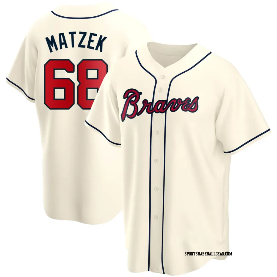 Tyler Matzek Men's Atlanta Braves Cream Replica Alternate Jersey