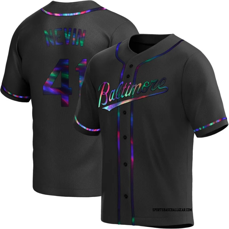 Tyler Nevin Men's Baltimore Orioles Black Holographic Replica Alternate Jersey