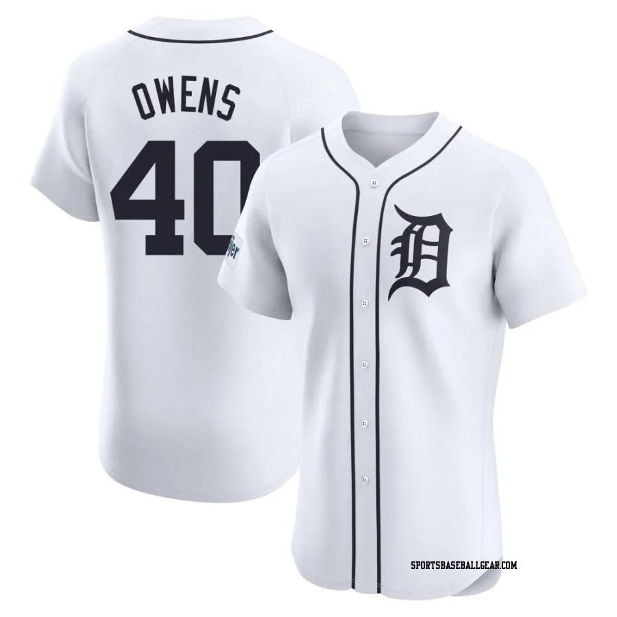 Tyler Owens Men's Detroit Tigers White Elite Home Patch Jersey