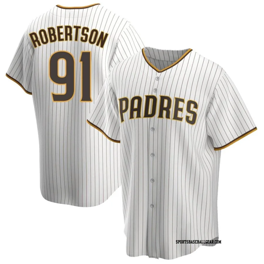 Tyler Robertson Men's San Diego Padres White/Brown Replica Home Jersey