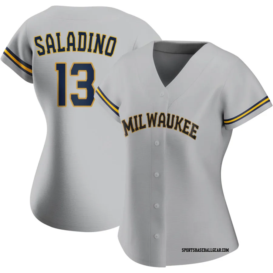 Tyler Saladino Women's Milwaukee Brewers Gray Authentic Road Jersey